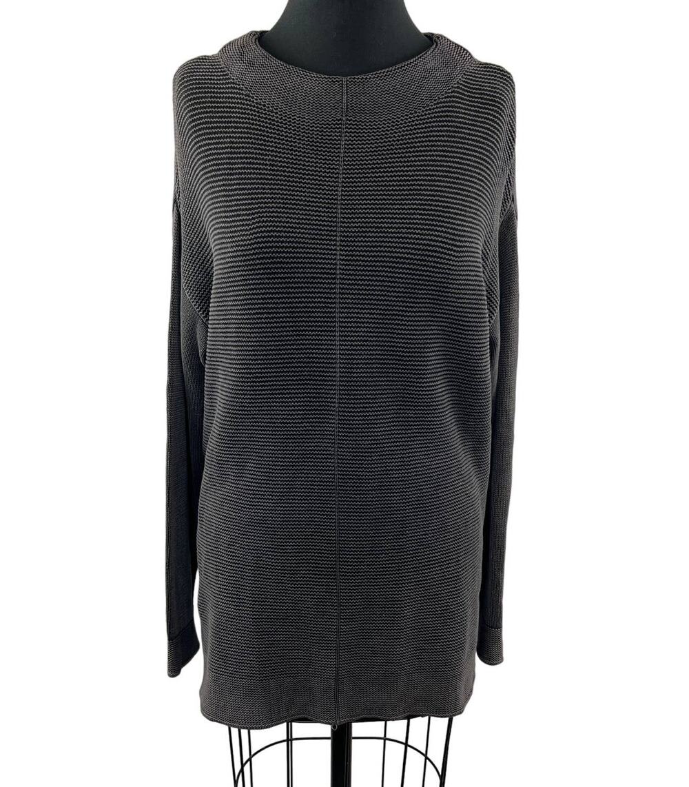 Carbon 2 Cobalt Gray Knit Sweater Cotton Round Neck Long Sleeve Pullover L Large